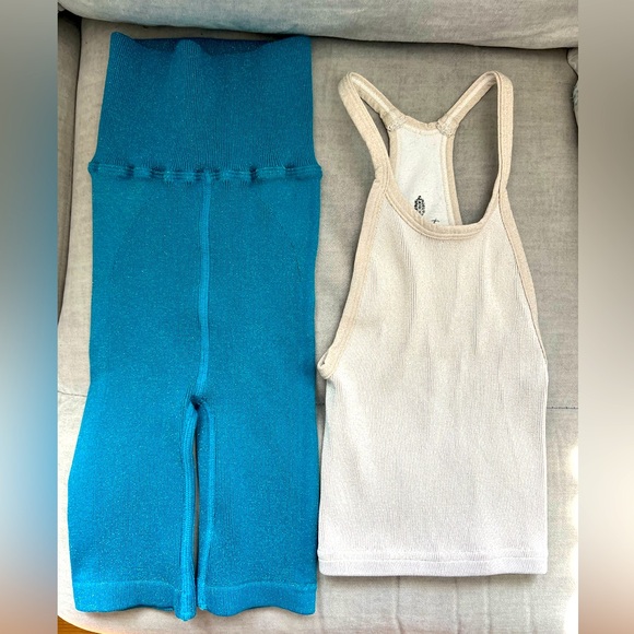 Free People Movement Happiness Runs Lurex Tank and Shorts Set NWOT